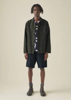 Arlo Garment Dyed Herringbone Jacket | Dark Moss -Falke Store MJKRW08 5