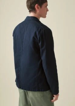 Unstructured Cotton Linen Blazer | Dark Indigo -Falke Store MJKSS05 4