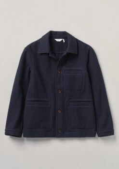 Indigo Textured Stripe Chore Jacket | Indigo