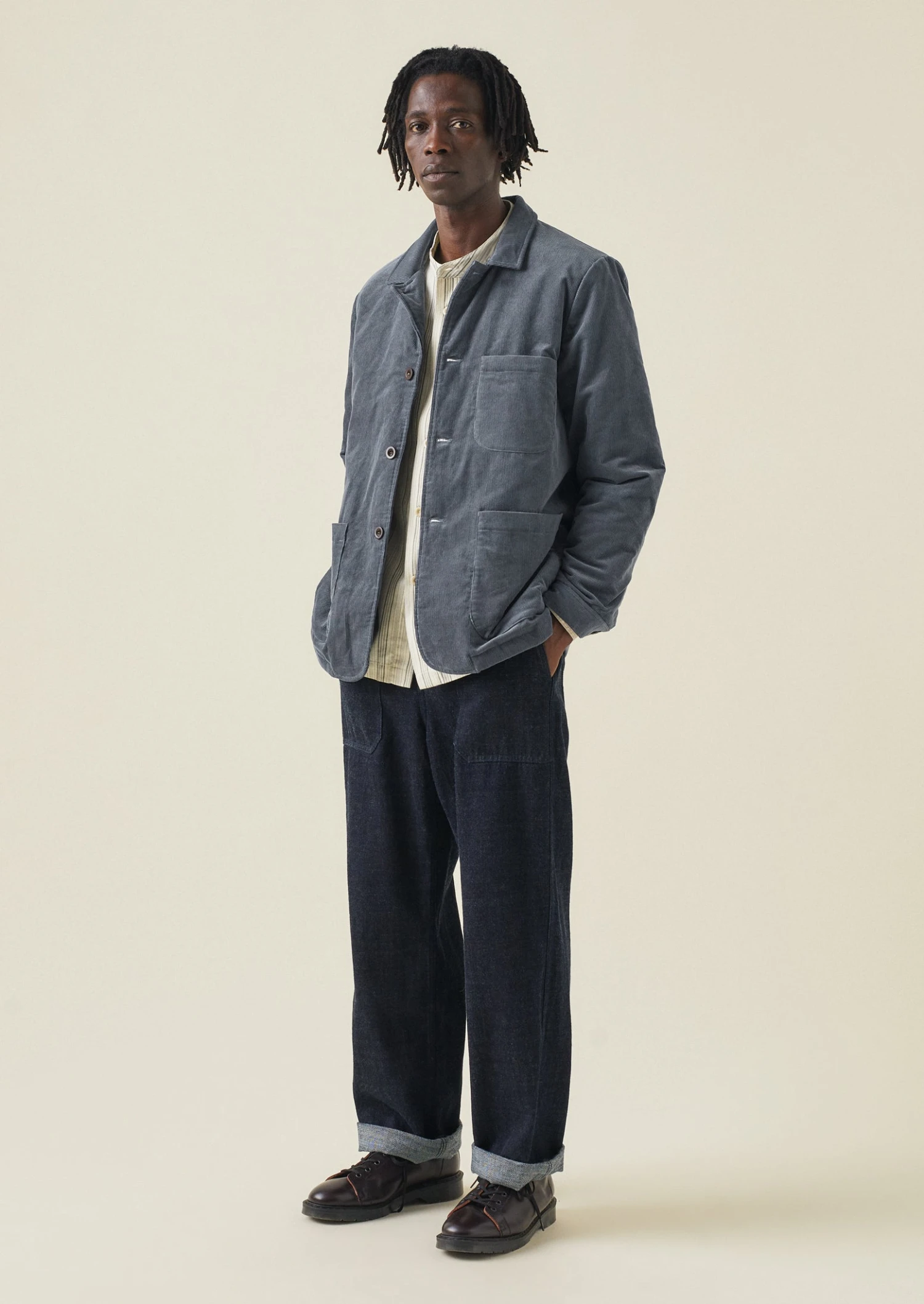 Padded Organic Cord Jacket | Storm Blue 4 Padded Organic Cord Jacket | Storm Blue - Image 2