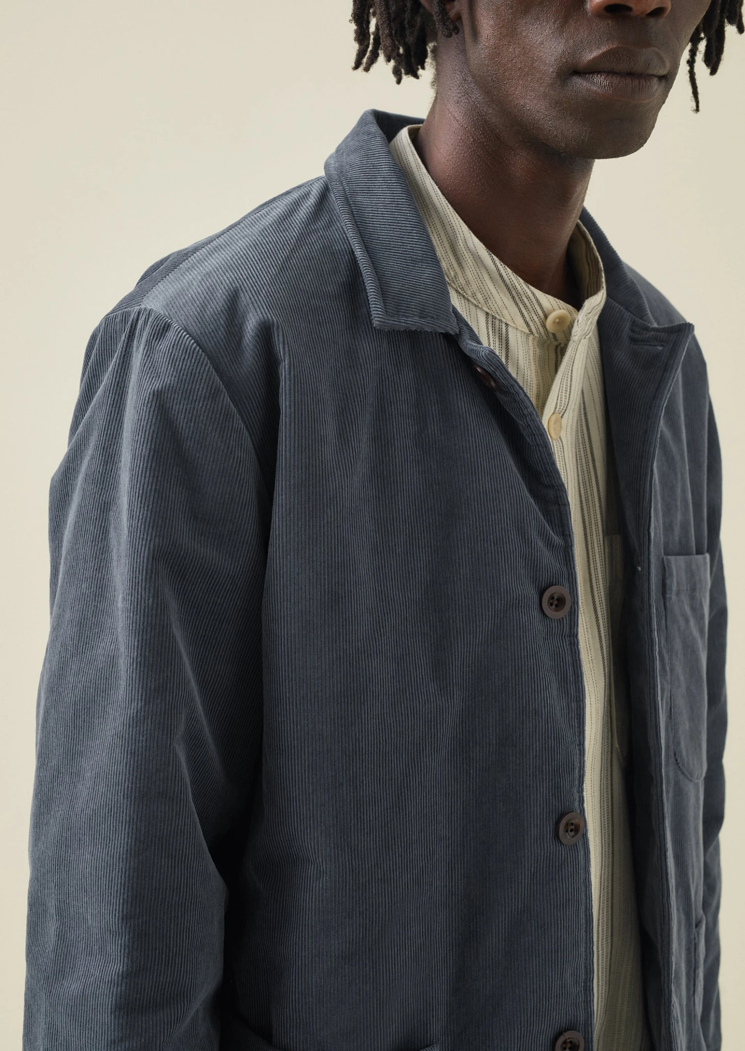 Padded Organic Cord Jacket | Storm Blue 5 Padded Organic Cord Jacket | Storm Blue - Image 3