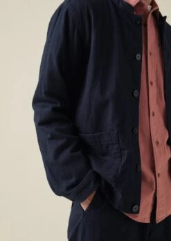 Double Faced Indigo Cotton Jacket | Indigo -Falke Store MJKTW11 3