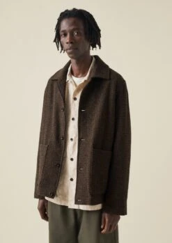 Dogtooth Wool Chore Jacket | Brown/Black -Falke Store MJKTW14 2