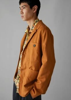 Unstructured Cotton Linen Blazer | Brick 13 Unstructured Cotton Linen Blazer | Brick -Falke Store MJKUS07 3