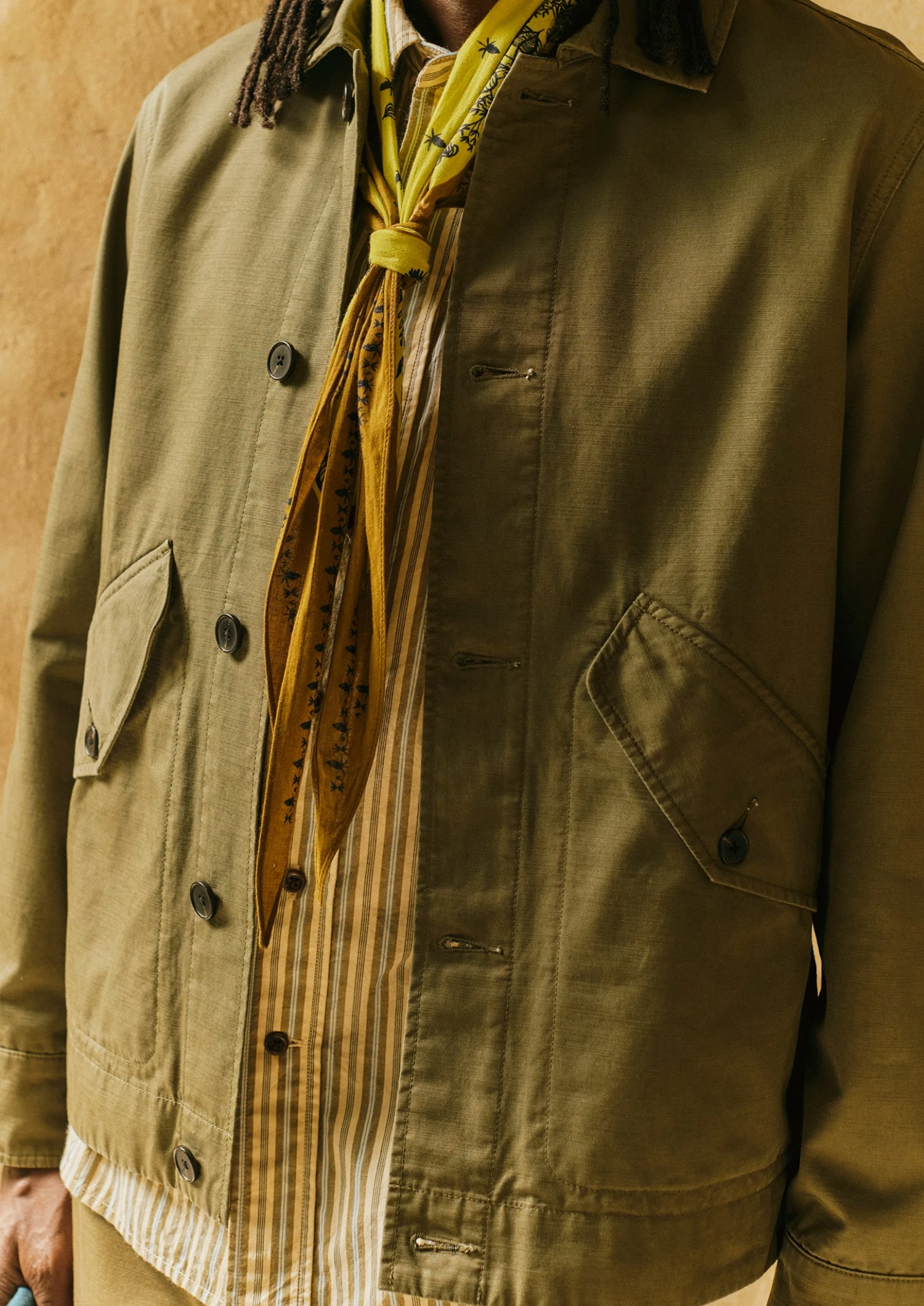 Garment Dyed Organic Cotton Coach Jacket | Artichoke 4 Garment Dyed Organic Cotton Coach Jacket | Artichoke - Image 2