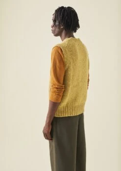 Donegal Wool Knitted Tank | Soft Yellow -Falke Store MKNTW03 4