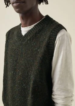 Donegal Wool Knitted Tank | Khaki -Falke Store MKNTW03 6