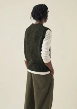 Donegal Wool Knitted Tank | Khaki -Falke Store MKNTW03 8