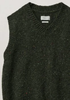Donegal Wool Knitted Tank | Khaki -Falke Store MKNTW03 9