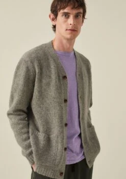 High V-Neck Cardigan | Mushroom -Falke Store MKNTW06 2