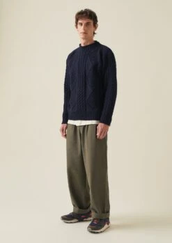 British Wool Cable Knit Sweater | Navy 11 British Wool Cable Knit Sweater | Navy -Falke Store MKNTW07 2