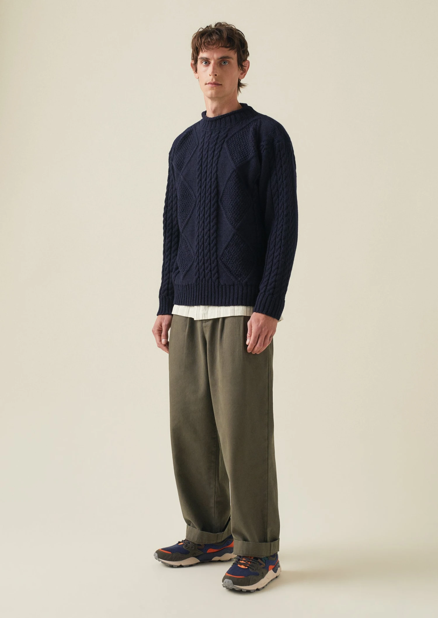 British Wool Cable Knit Sweater | Navy 5 British Wool Cable Knit Sweater | Navy - Image 3