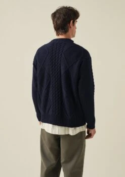 British Wool Cable Knit Sweater | Navy 14 British Wool Cable Knit Sweater | Navy -Falke Store MKNTW07 5