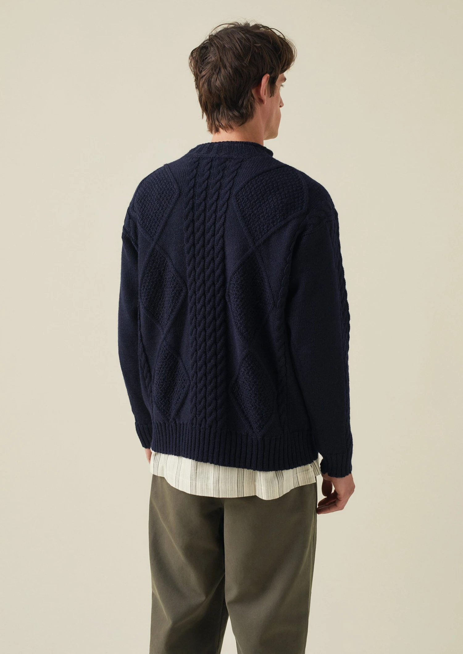 British Wool Cable Knit Sweater | Navy 8 British Wool Cable Knit Sweater | Navy - Image 6