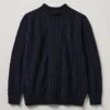 British Wool Cable Knit Sweater | Navy