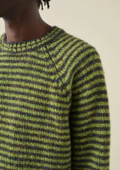 Stripe Donegal Wool Sweater | Green Multi -Falke Store MKNTW08 3