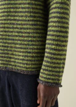 Stripe Donegal Wool Sweater | Green Multi -Falke Store MKNTW08 5