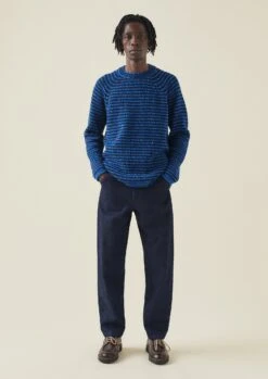 Stripe Donegal Wool Sweater | Blue Multi -Falke Store MKNTW08 8