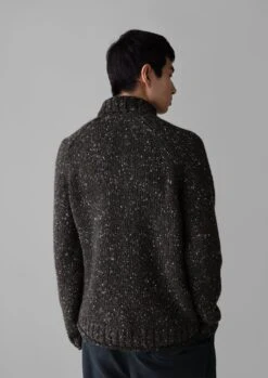 Donegal Roll Neck Sweater | Black Marl -Falke Store MKNTW09 3
