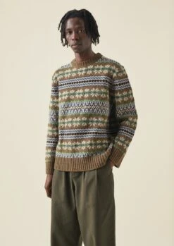 Shetland Wool Fair Isle Sweater | Camel Multi -Falke Store MKNTW13 3