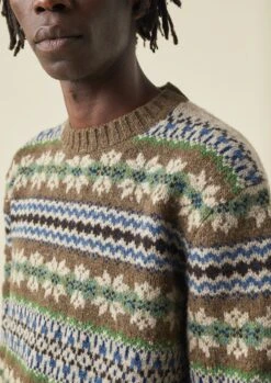 Shetland Wool Fair Isle Sweater | Camel Multi -Falke Store MKNTW13 4