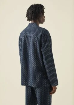 Cotton Ikat Lounge Shirt | Slate/Ecru -Falke Store MLTTW03 3copy