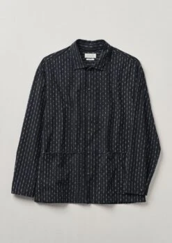 Cotton Ikat Lounge Shirt | Slate/Ecru