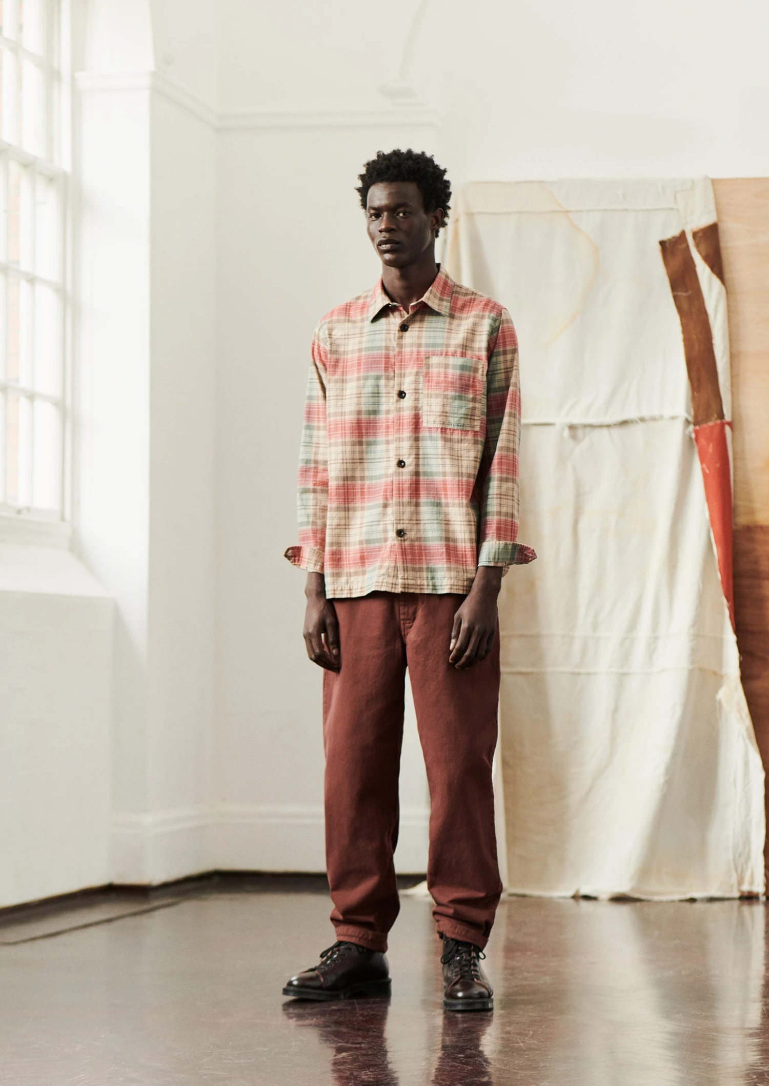 Norv Garment Dyed Tapered Trousers | Brown Ochre 3 Norv Garment Dyed Tapered Trousers | Brown Ochre - Image 2