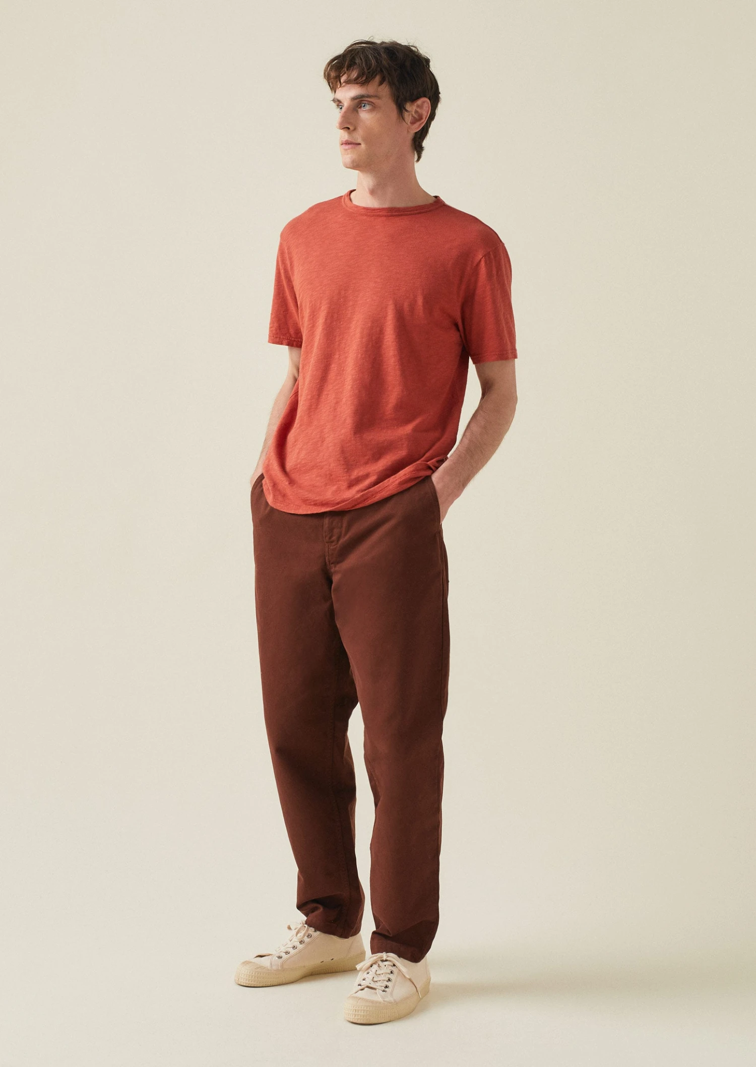 Norv Garment Dyed Tapered Trousers | Brown Ochre 4 Norv Garment Dyed Tapered Trousers | Brown Ochre - Image 3