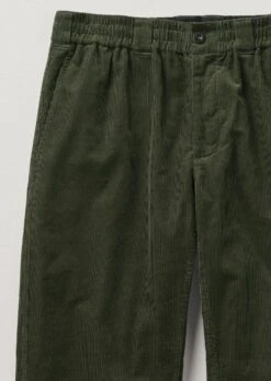 Organic Cord Drawstring Trousers | Tent Green -Falke Store MTRTW12 13