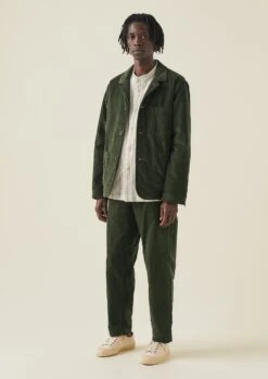 Organic Cord Drawstring Trousers | Tent Green -Falke Store MTRTW12 2