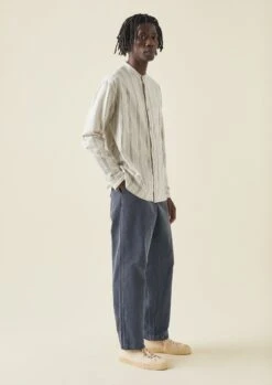 Organic Cord Drawstring Trousers | Storm Blue -Falke Store MTRTW12 8