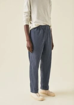 Organic Cord Drawstring Trousers | Storm Blue -Falke Store MTRTW12 9