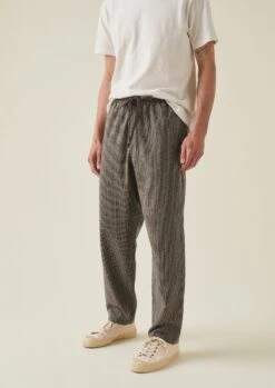 Alfie Houndstooth Drawstring Trousers | Black/Ecru -Falke Store MTRTW17 2