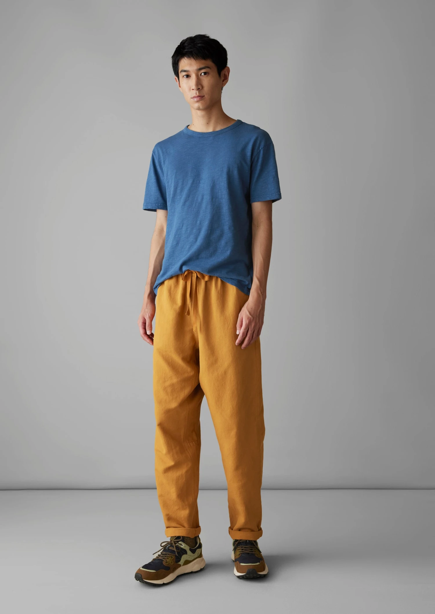 Alfie Garment Dyed Herringbone Trousers | Mustard 5 Alfie Garment Dyed Herringbone Trousers | Mustard - Image 3