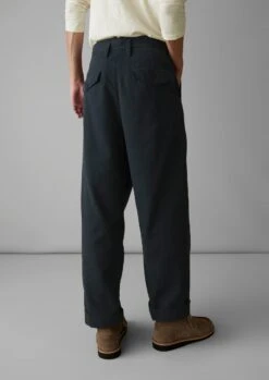 Bill Cotton Wide Leg Trousers | Dark Navy -Falke Store MTRUS09 5