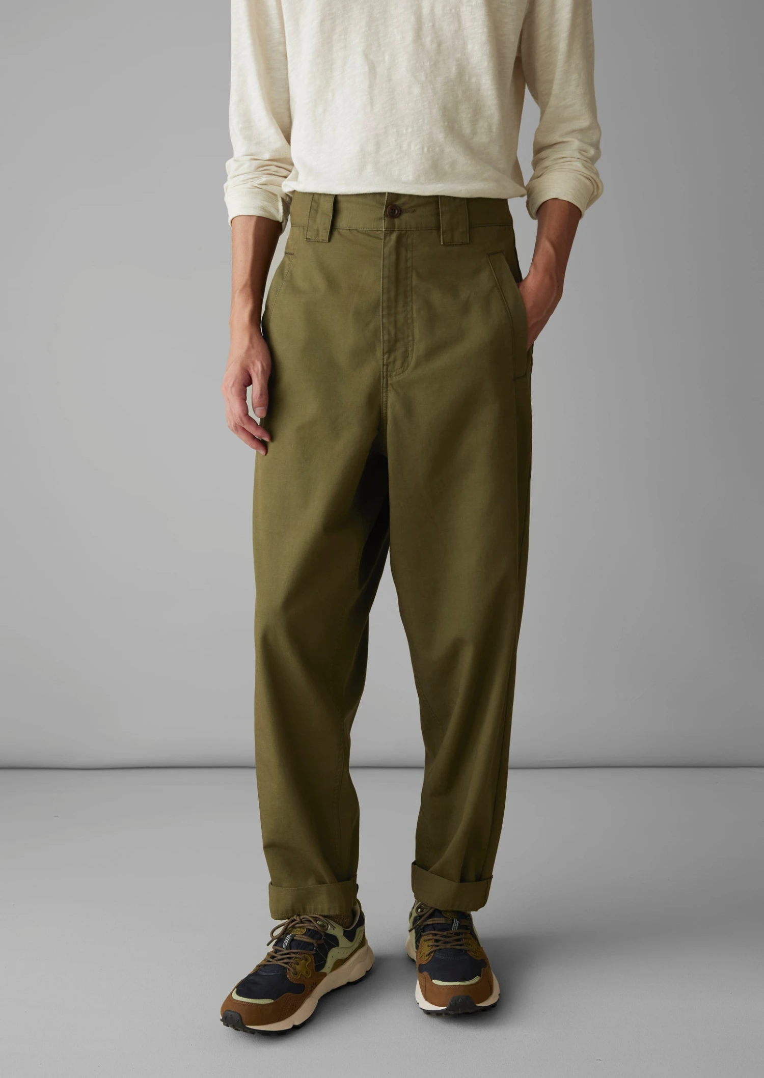 Garment Dyed Organic Cotton Tapered Trousers | Artichoke 8 Garment Dyed Organic Cotton Tapered Trousers | Artichoke - Image 6
