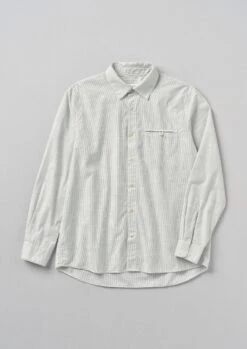 Jet Pocket Fine Stripe Cotton Shirt | Ecru/Charcoal