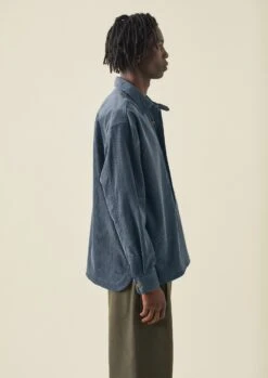 Organic Cotton Cord Overshirt | Storm Blue -Falke Store MWTTW13 12