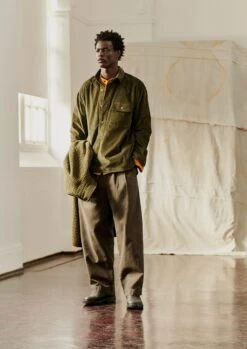 Organic Cotton Cord Overshirt | Tent Green -Falke Store MWTTW13 3