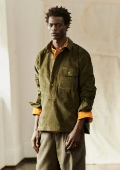 Organic Cotton Cord Overshirt | Tent Green -Falke Store MWTTW13 4