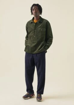 Organic Cotton Cord Overshirt | Tent Green -Falke Store MWTTW13 5