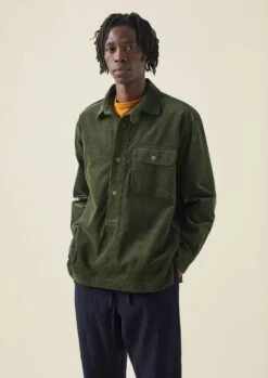 Organic Cotton Cord Overshirt | Tent Green -Falke Store MWTTW13 6