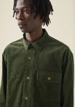Organic Cotton Cord Overshirt | Tent Green -Falke Store MWTTW13 7