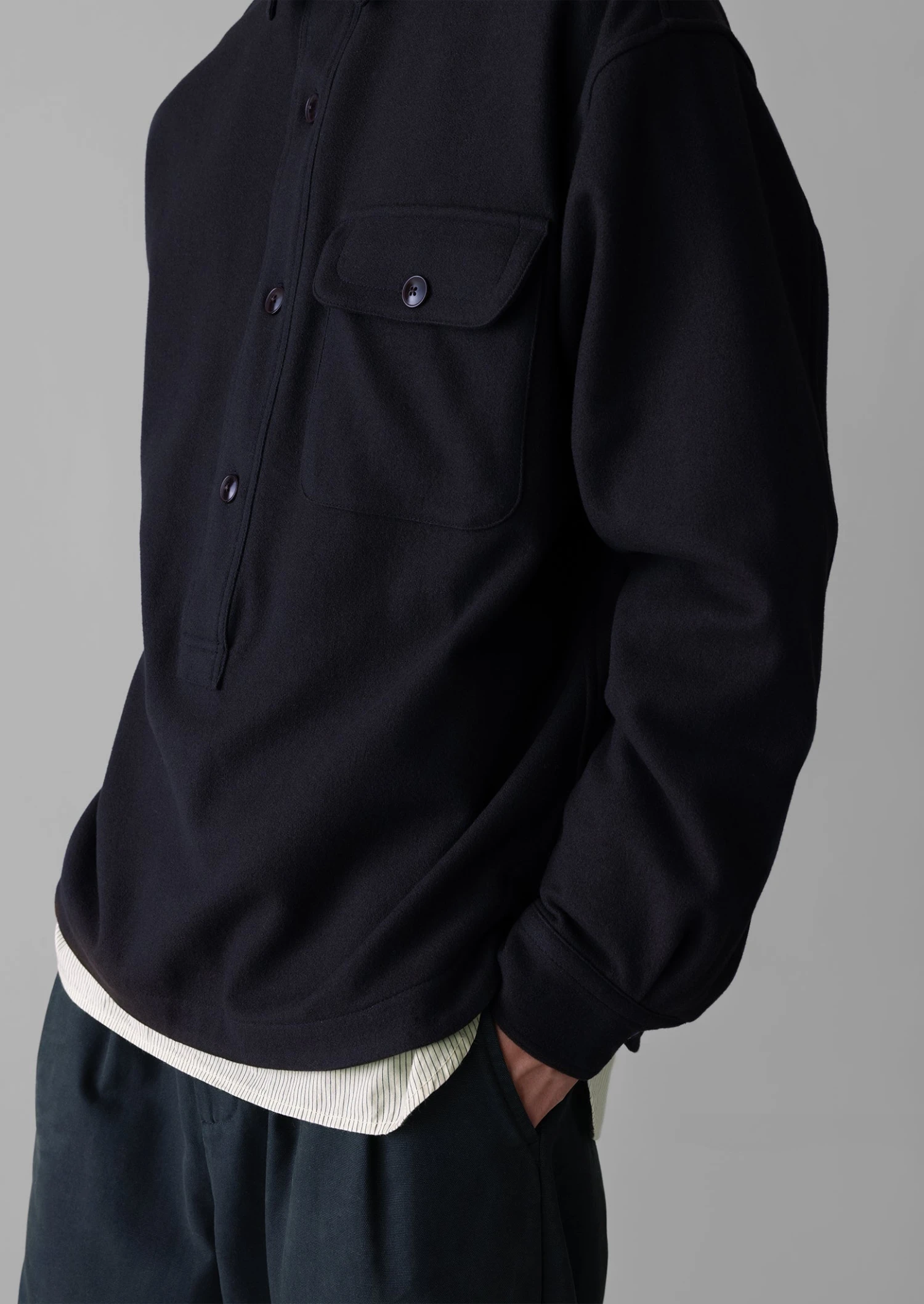 Wool Cashmere Overshirt | Charcoal 5 Wool Cashmere Overshirt | Charcoal - Image 3