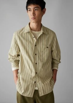 Otis Crinkle Organic Cotton Stripe Shirt | Pulp/Bright Sky -Falke Store MWTUS02 4