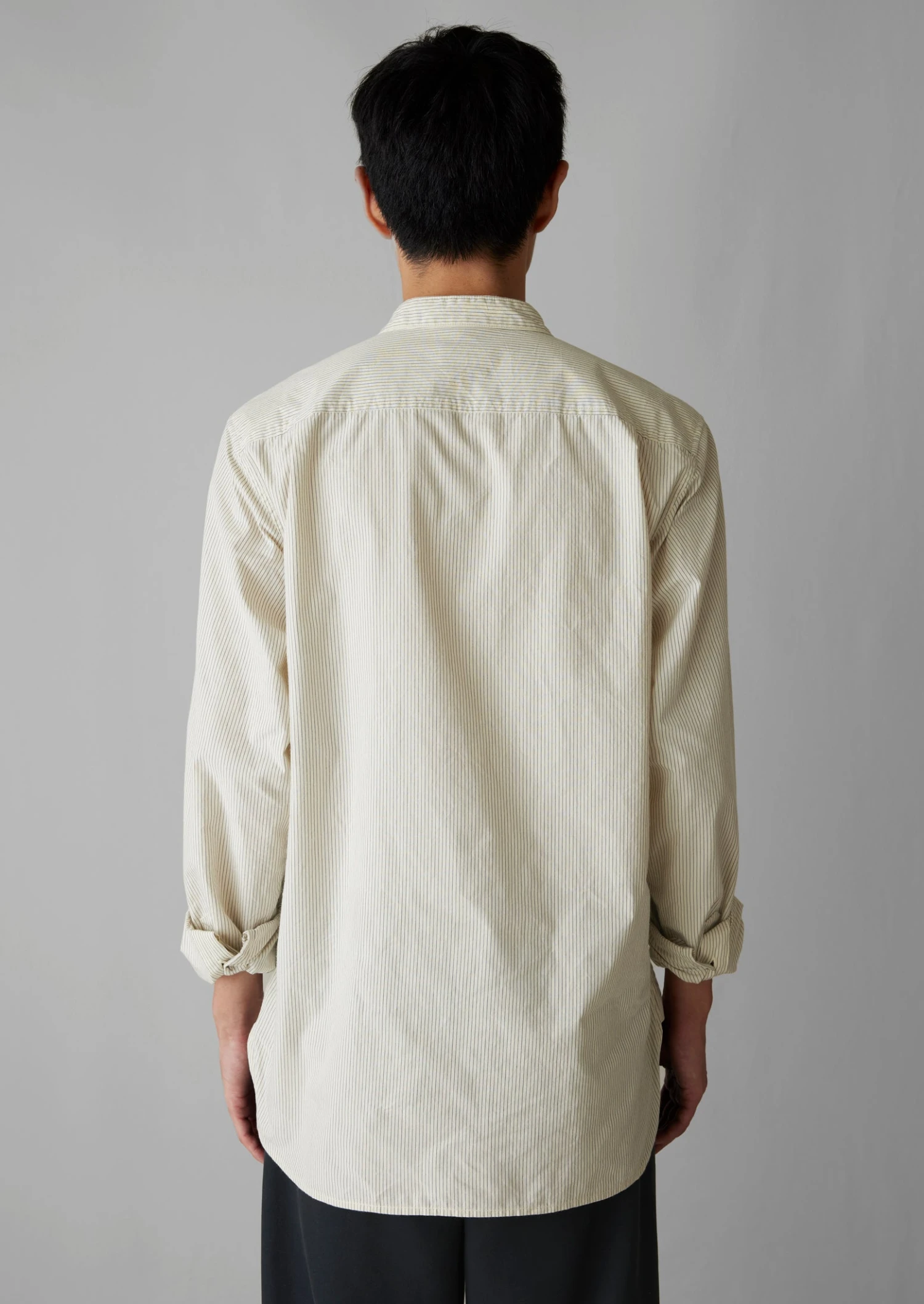 Grandad Collar Stripe Pullover Shirt | Sunwashed Blue 8 Grandad Collar Stripe Pullover Shirt | Sunwashed Blue - Image 6