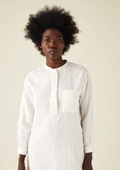Bea Soft Double Cotton Nightshirt | Parchment -Falke Store NNITS16 2