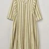 Stripe Organic Cotton Flannel Nightdress | Ecru/Olive -Falke Store NNITW05 ecruolive 0