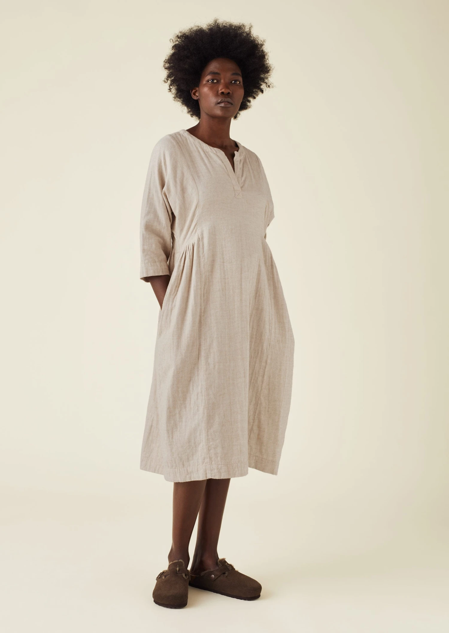 Soft Double Cotton Nightdress | Sand 5 Soft Double Cotton Nightdress | Sand - Image 3